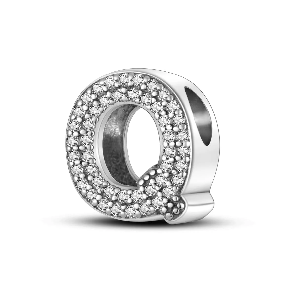KUNSIR Bead Charm Lettere in Argento Sterling 925 con Cubic Zirconia per Braccialetti e Collane Europei - immagine 1