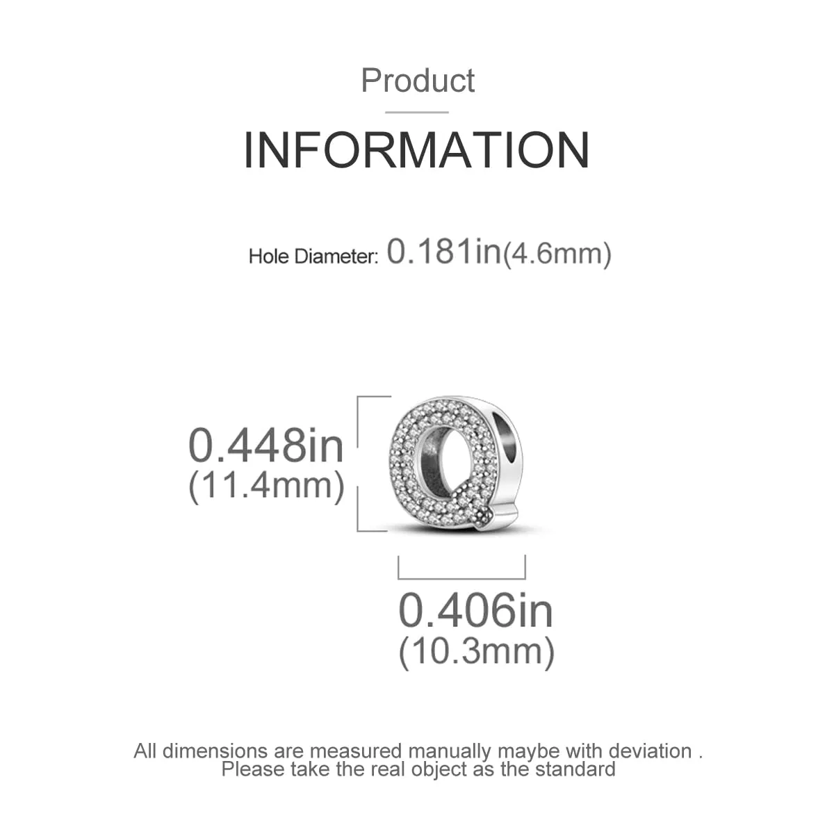 KUNSIR Bead Charm Lettere in Argento Sterling 925 con Cubic Zirconia per Braccialetti e Collane Europei - immagine 6