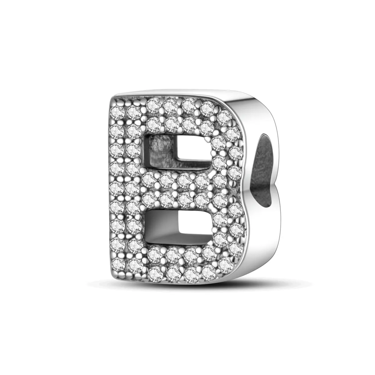 KUNSIR Ciondolo Lettere in Argento Sterling 925 con Cubic Zirconia per Braccialetti e Collane Europei - immagine 1