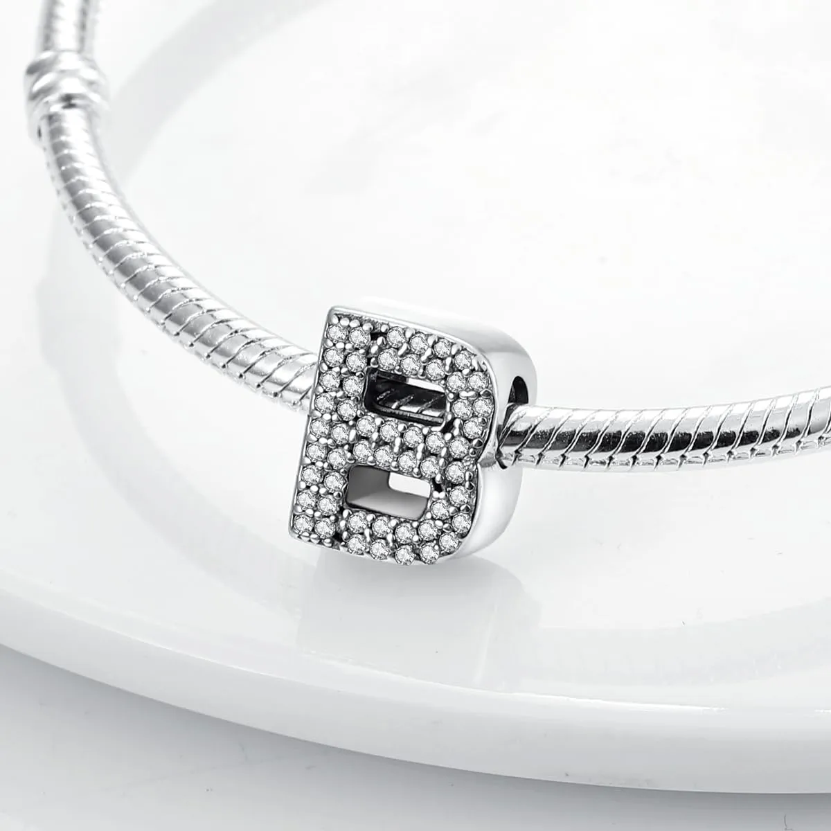 KUNSIR Ciondolo Lettere in Argento Sterling 925 con Cubic Zirconia per Braccialetti e Collane Europei - immagine 2