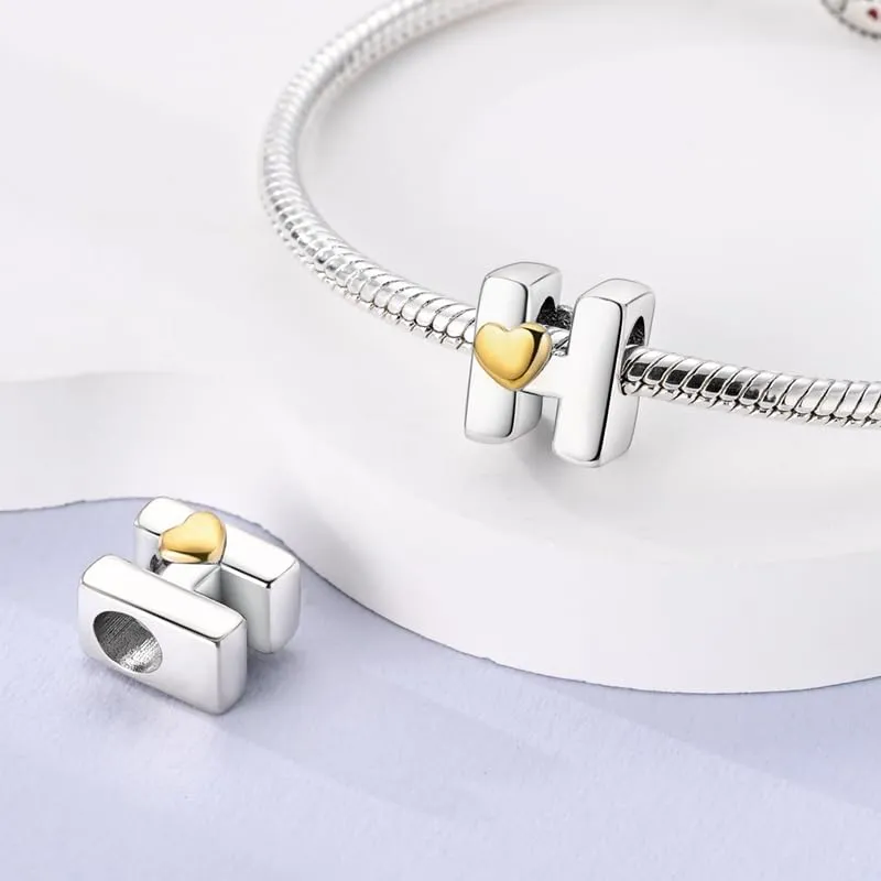 KUNSIR Ciondolo Lettere in Argento Sterling 925 e Cubic Zirconia per Braccialetti e Collane Europee - immagine 2