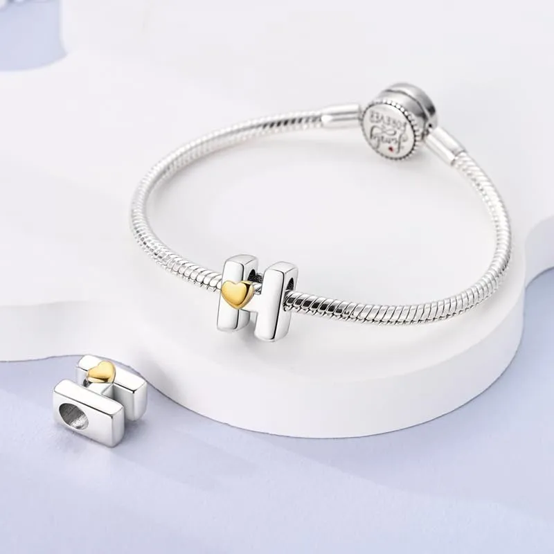 KUNSIR Ciondolo Lettere in Argento Sterling 925 e Cubic Zirconia per Braccialetti e Collane Europee - immagine 3