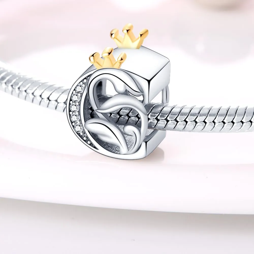 KUNSIR Ciondolo Lettere in Argento Sterling 925 con Cubic Zirconia, Compatibile con Braccialetti e Collane Europei - immagine 2