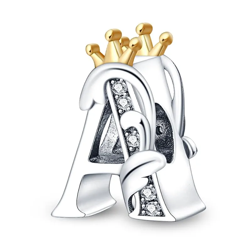 KUNSIR Ciondolo Lettere in Argento Sterling 925 con Cubic Zirconia per Braccialetti e Collane Europei - immagine 1