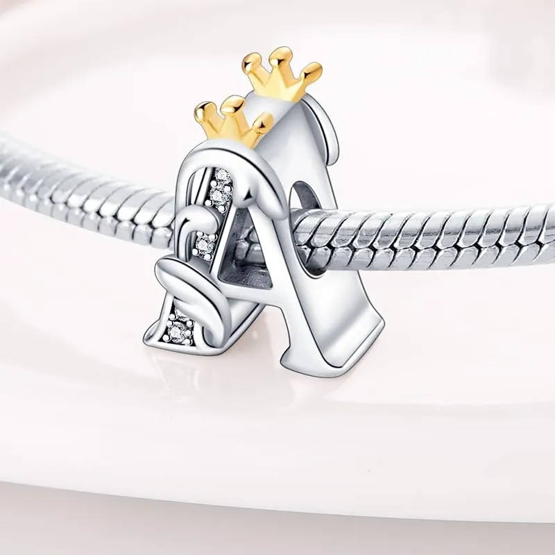 KUNSIR Ciondolo Lettere in Argento Sterling 925 con Cubic Zirconia per Braccialetti e Collane Europei - immagine 2