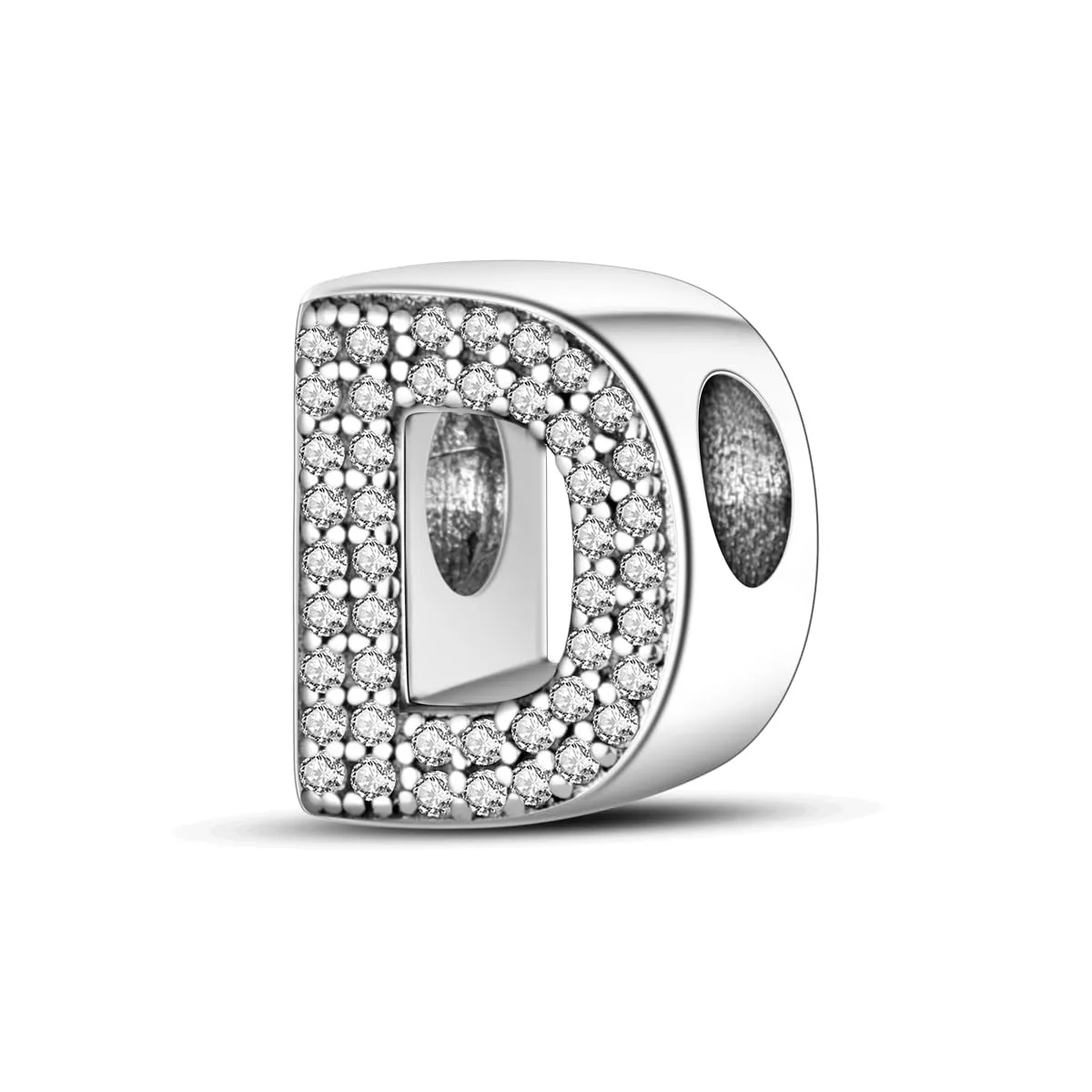 KUNSIR Bead Charm Lettere in Argento Sterling 925 con Cubic Zirconia per Braccialetti e Collane Europei - immagine 1