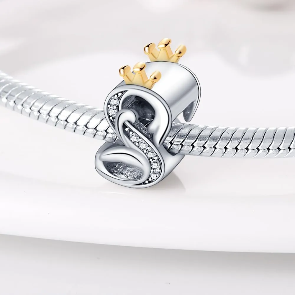 KUNSIR Ciondolo Lettere in Argento Sterling 925 con Cubic Zirconia per Braccialetti e Collane Europei - immagine 2