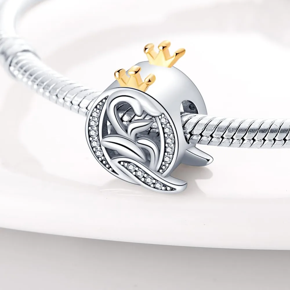 KUNSIR Ciondolo Lettere in Argento Sterling 925 con Cubic Zirconia per Braccialetti e Collane Europei - immagine 2