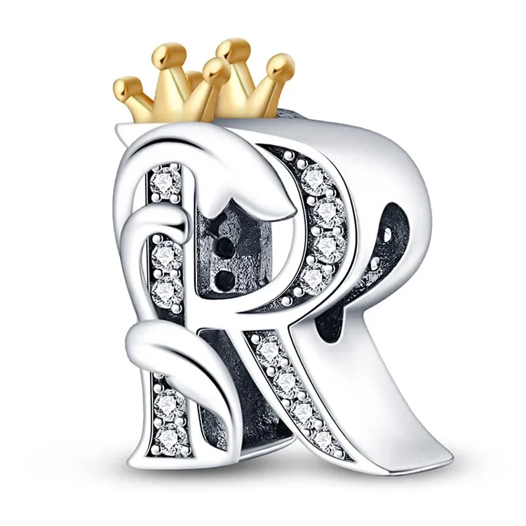 KUNSIR Ciondolo Lettere in Argento Sterling 925 con Cubic Zirconia per Braccialetti e Collane Europei - immagine 1