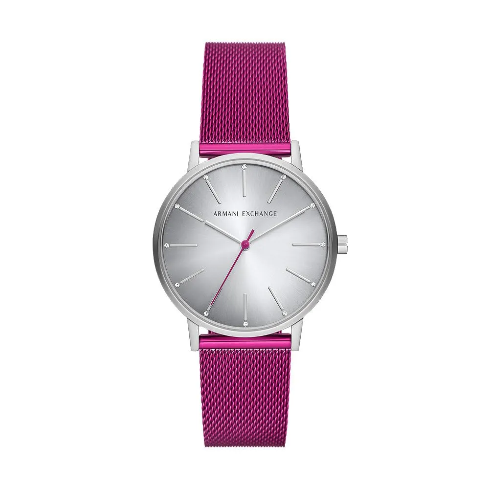 Armani Exchange AX5616 Orologio Analogico da Donna in Acciaio Inossidabile, Argento e Viola - immagine 1