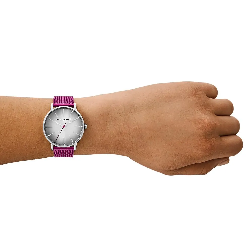 Armani Exchange AX5616 Orologio Analogico da Donna in Acciaio Inossidabile, Argento e Viola - immagine 2