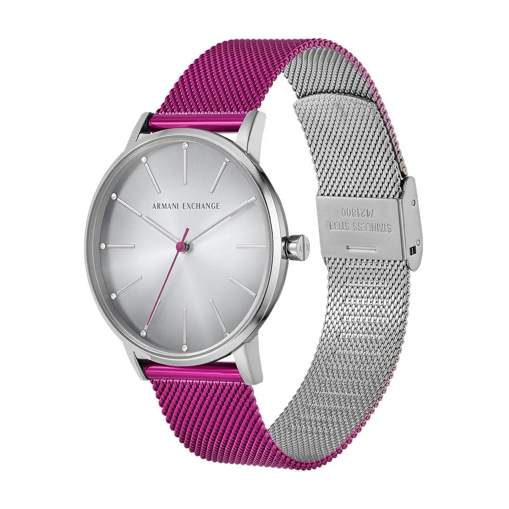 Armani Exchange AX5616 Orologio Analogico da Donna in Acciaio Inossidabile, Argento e Viola - immagine 3