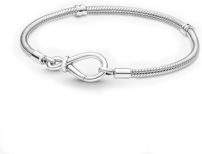 LNQOBU Bracciale in Argento Sterling Maglia Snake con Chiusura a Cuore Compatibile con Pandora Europei Charms da Donna, 20 cm - immagine 3