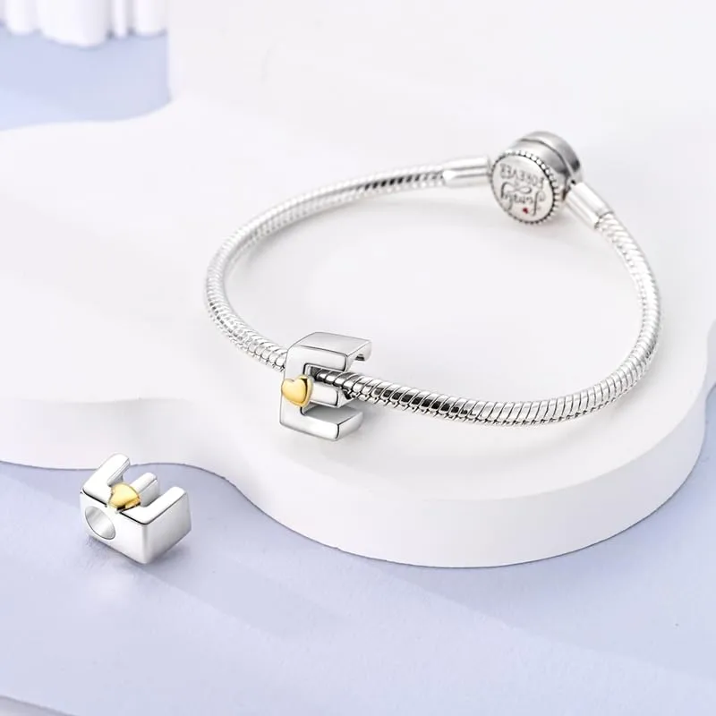 KUNSIR Ciondolo Lettere in Argento Sterling 925 con Cubic Zirconia per Braccialetti e Collane Europei - immagine 3