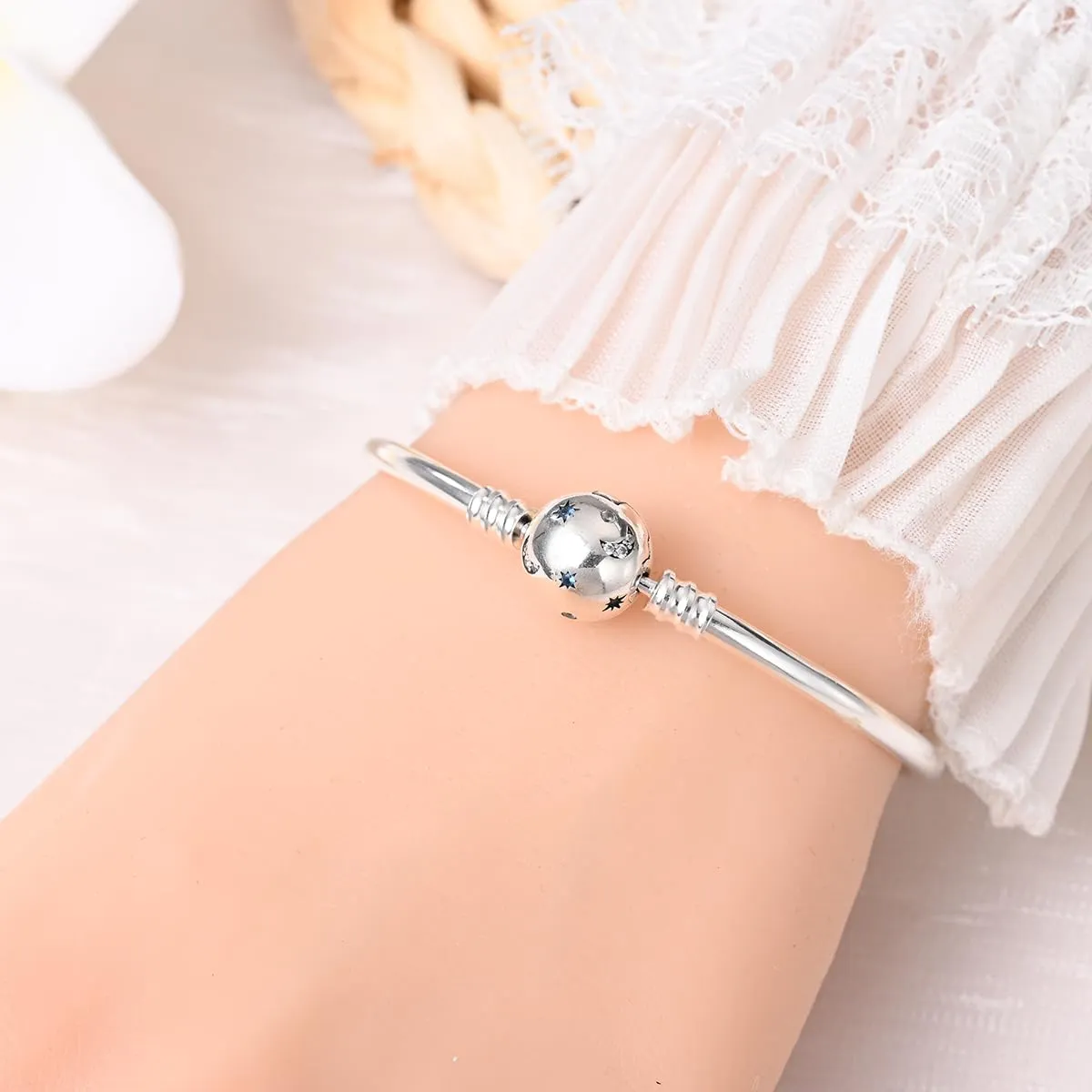 LNQOBU Bracciale in Argento Sterling con Maglia Snake e Chiusura a Cuore, Compatibile con Pandora e Charms Europei da Donna, 20 cm - immagine 4