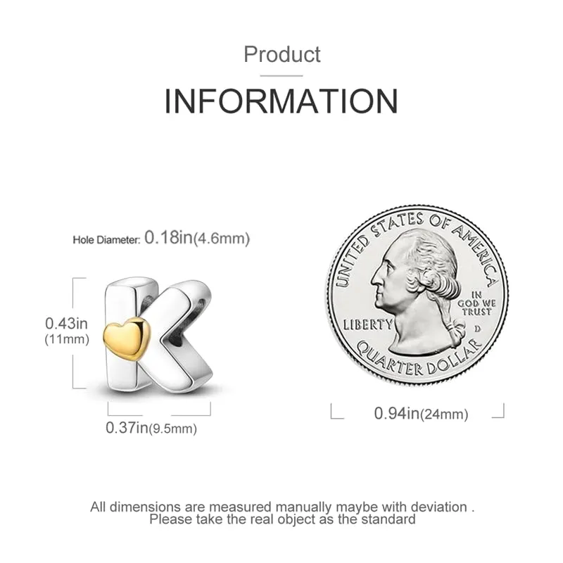 KUNSIR Ciondolo Lettere in Argento Sterling 925 con Cubic Zirconia, Compatibile con Braccialetti e Collane Pandora e Europei - immagine 5