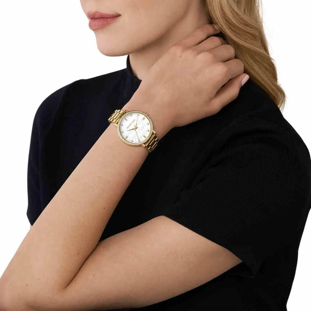 Michael Kors Pyper MK4919 Orologio Donna in Acciaio Inossidabile Oro e Bianco 38 mm - immagine 2