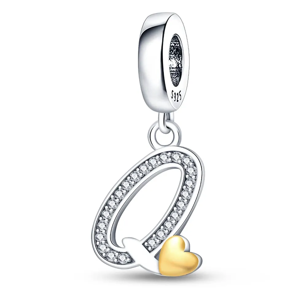 KUNSIR Ciondolo Lettere in Argento Sterling 925 con Cubic Zirconia per Braccialetti e Collane Europei - immagine 1