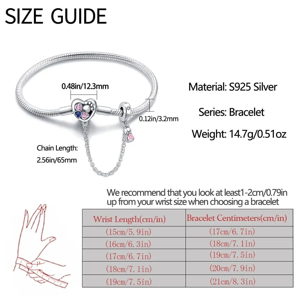 LNQOBU Bracciale in Argento Sterling con maglia Snake e chiusura a cuore, Compatibile con Pandora e Charms Europei da Donna, 19 cm - immagine 4