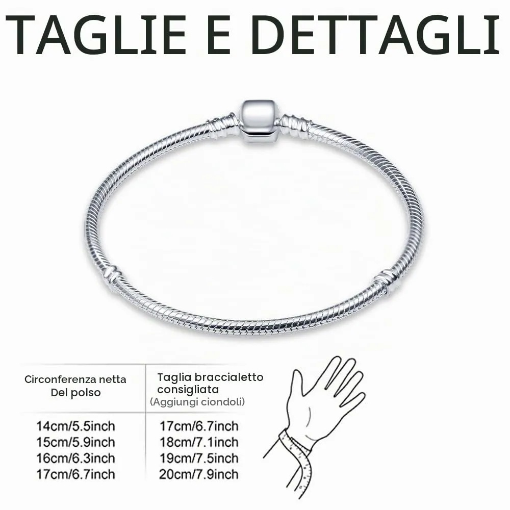 LNQOBU Bracciale in Argento Sterling con Maglia Snake e Chiusura a Cuore, Compatibile con Pandora e Charms Europei da Donna, 17 cm - immagine 4