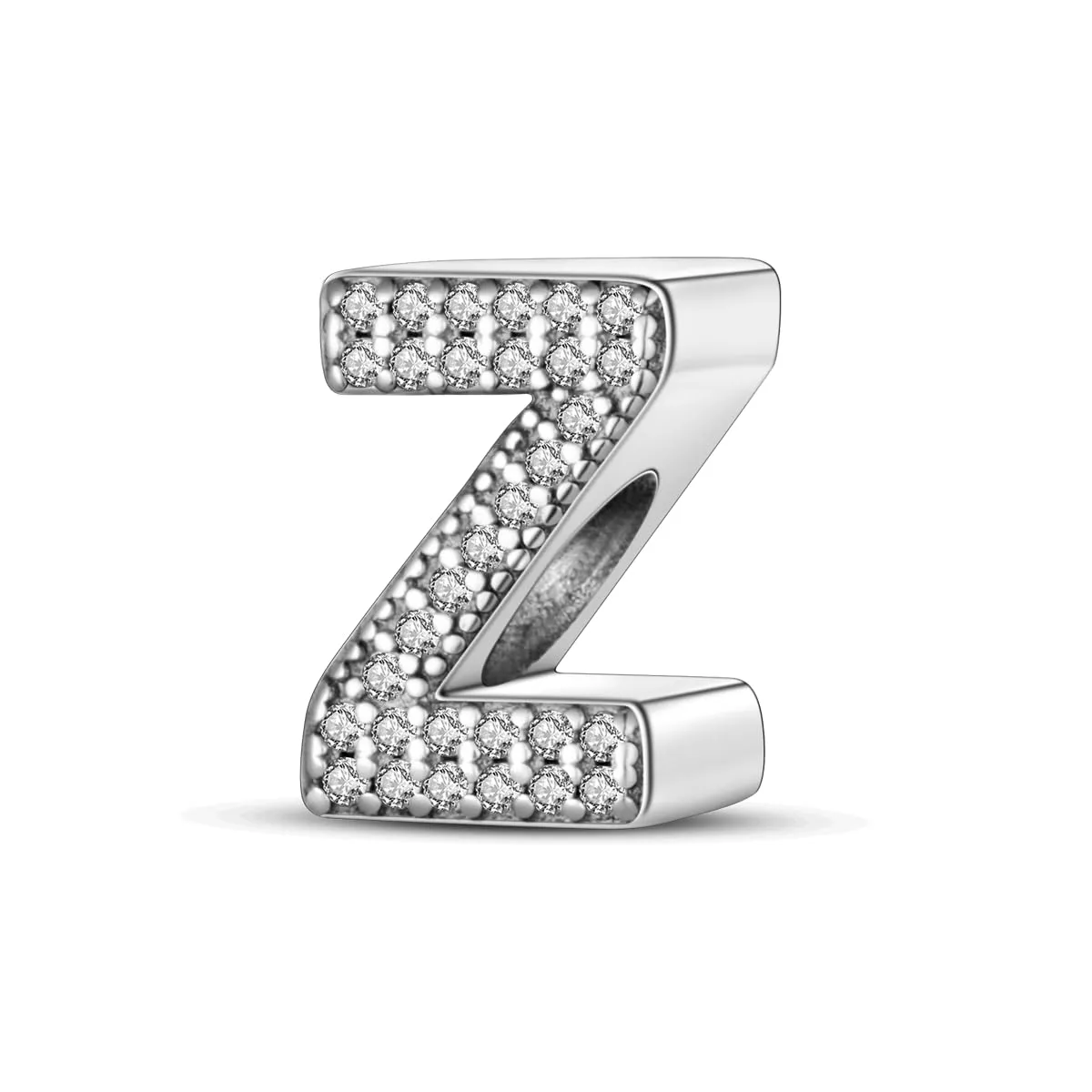 KUNSIR Ciondolo Lettere in Argento Sterling 925 con Cubic Zirconia, Compatibile con Braccialetti e Collane Europei - immagine 1