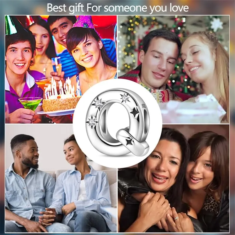 KUNSIR Ciondolo Lettere in Argento Sterling 925 e Cubic Zirconia per Braccialetti e Collane Europei - immagine 7