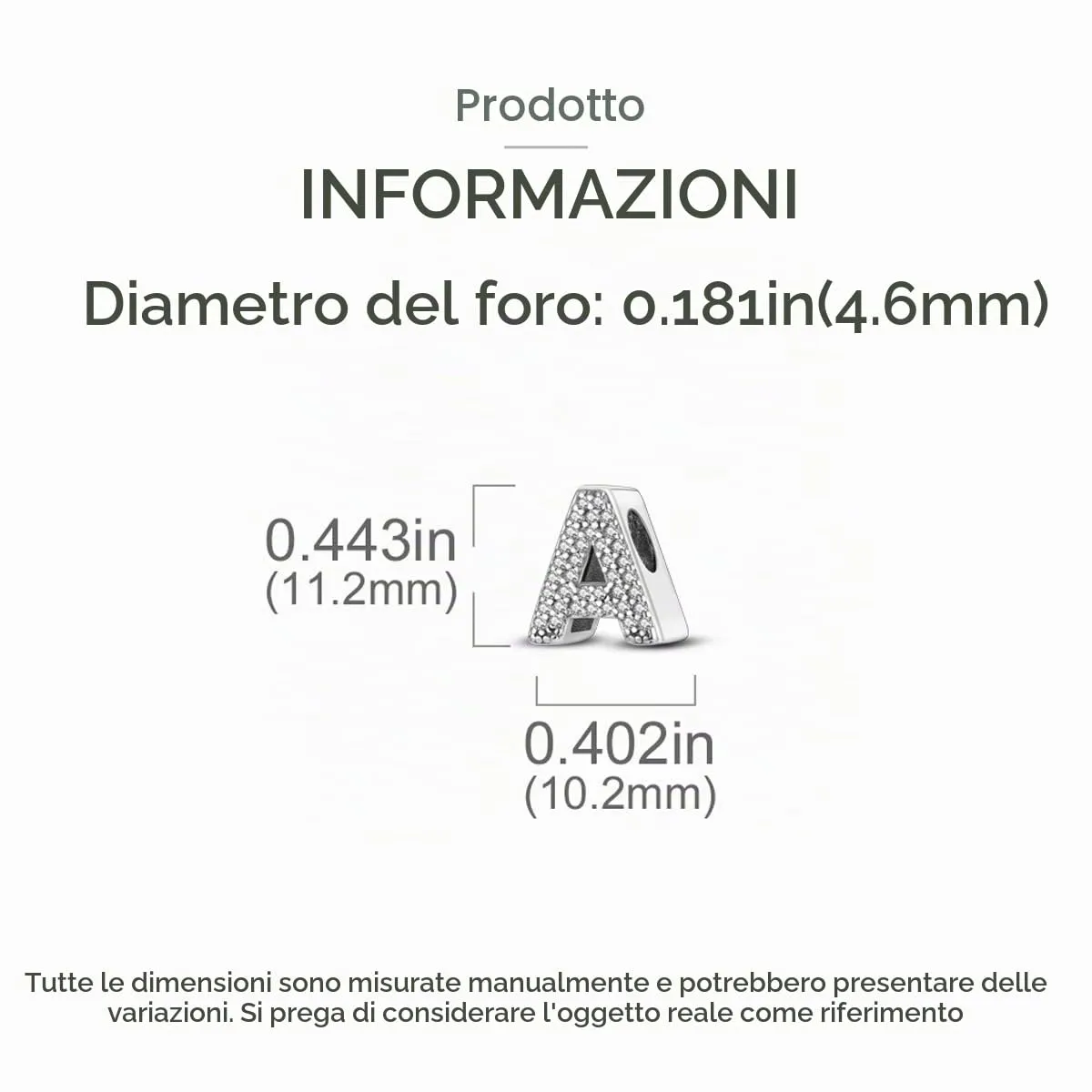 KUNSIR Bead Charm Lettere in Argento Sterling 925 con Cubic Zirconia per Braccialetti e Collane Europei - immagine 6