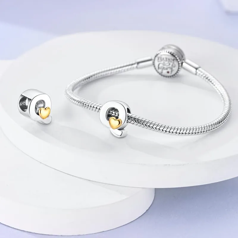 KUNSIR Bead Charm Argento Sterling 925 Lettere con Cubic Zirconia per Braccialetti e Collane Europei - immagine 3