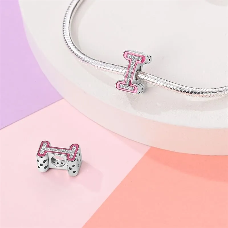KUNSIR Ciondolo Lettere in Argento Sterling 925 con Cubic Zirconia, Compatibile con Braccialetti e Collane Europei - immagine 2