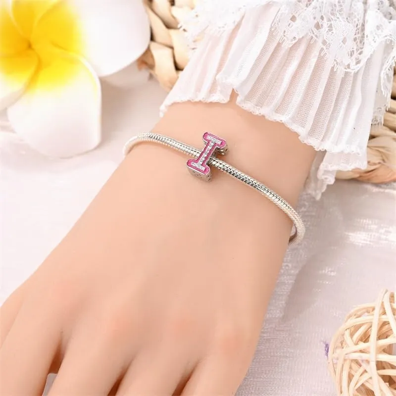 KUNSIR Ciondolo Lettere in Argento Sterling 925 con Cubic Zirconia, Compatibile con Braccialetti e Collane Europei - immagine 4