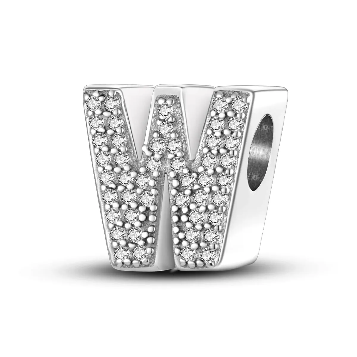 KUNSIR Ciondolo Lettere in Argento Sterling 925 con Cubic Zirconia per Braccialetti e Collane Europei - immagine 1