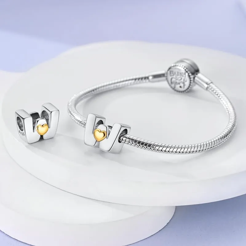 KUNSIR Ciondolo Lettere in Argento Sterling 925 con Cubic Zirconia per Braccialetti e Collane Europei - immagine 3