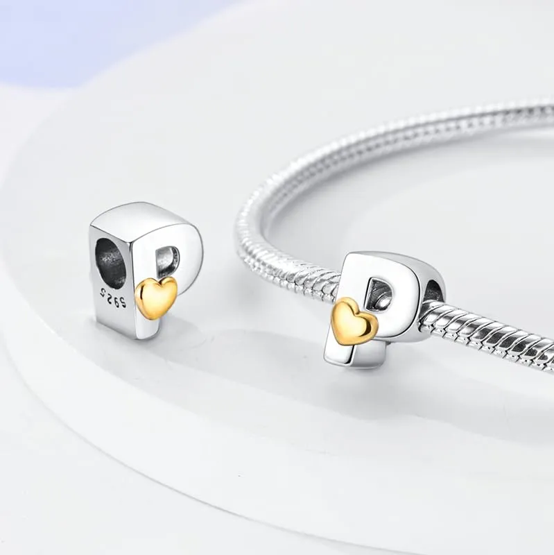 KUNSIR Bead Charm Lettere in Argento Sterling 925 con Cubic Zirconia per Braccialetti e Collane Europei - immagine 2
