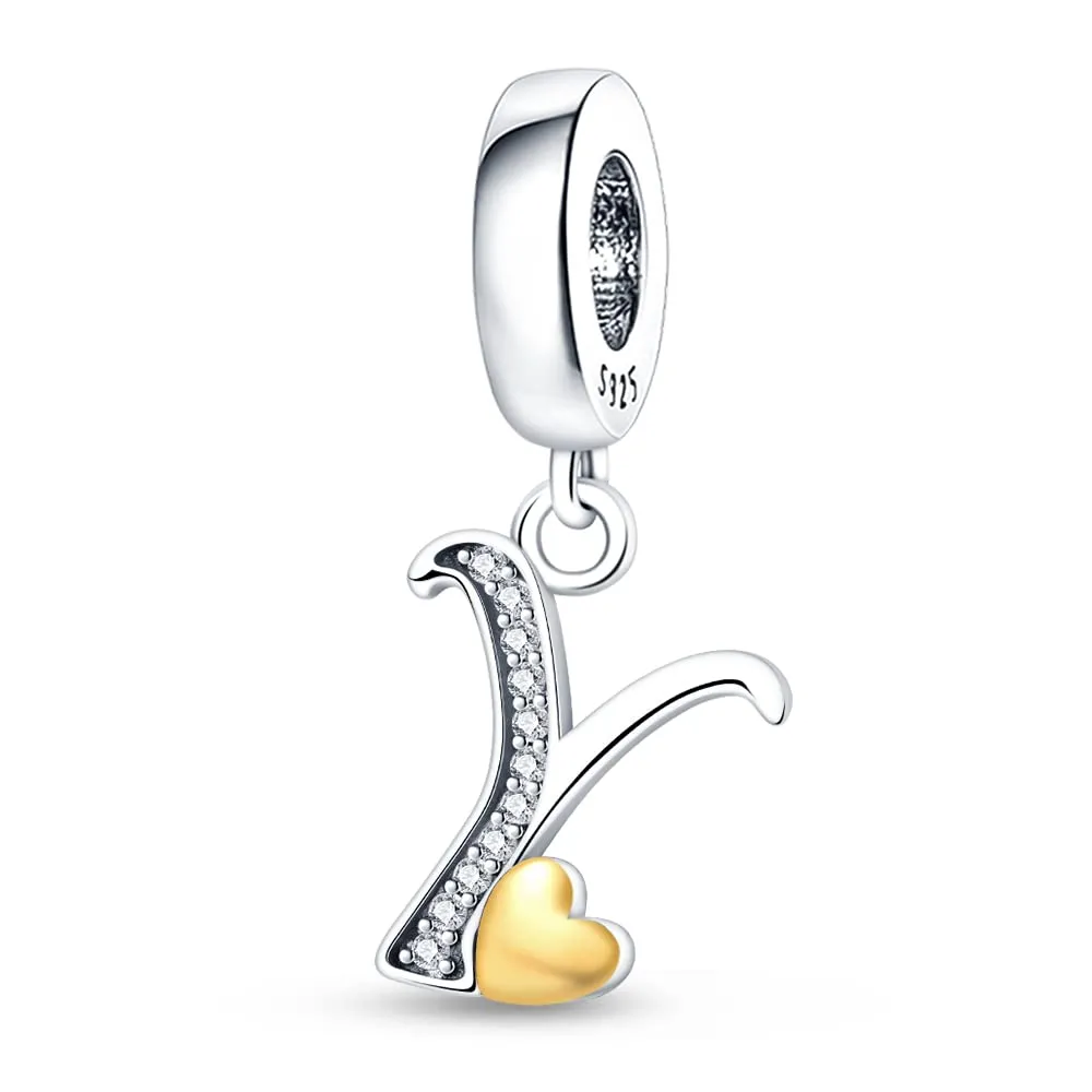 KUNSIR Ciondolo Lettere in Argento Sterling 925 con Cubic Zirconia per Braccialetti e Collane Europei - immagine 1