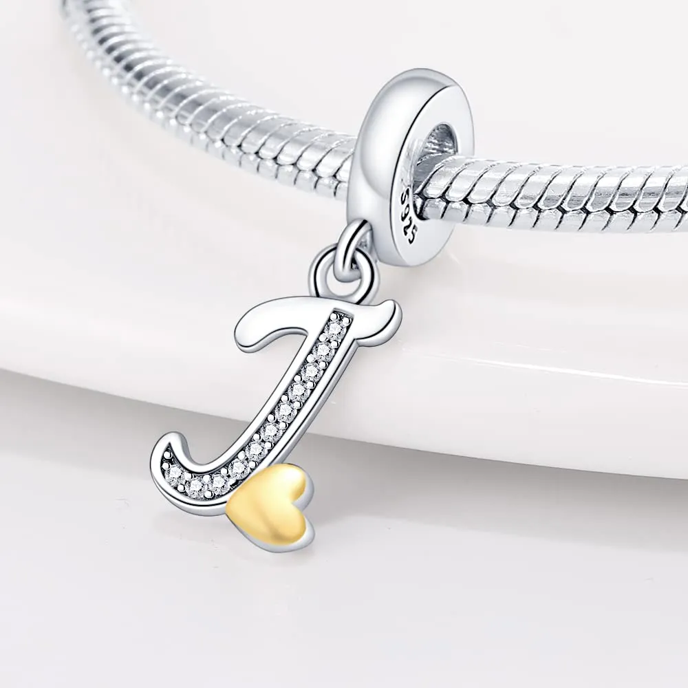 KUNSIR Ciondolo Lettere in Argento Sterling 925 con Cubic Zirconia per Braccialetti e Collane Europei - immagine 2