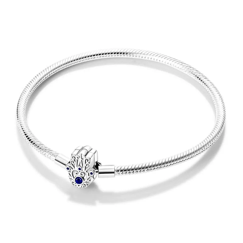 LNQOBU Bracciale in Argento Sterling Maglia Snake con Chiusura a Cuore per Charms Europei, 17 cm - immagine 4