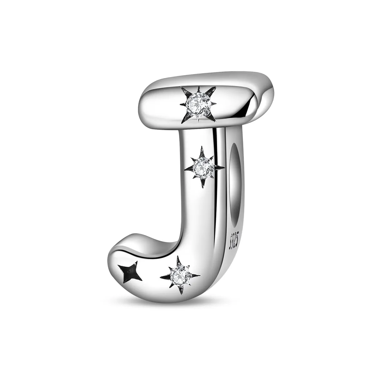 KUNSIR Ciondolo Lettere in Argento Sterling 925 con Cubic Zirconia, Compatibile con Braccialetti e Collane Europei - immagine 1