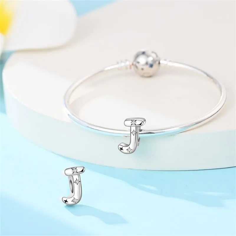 KUNSIR Ciondolo Lettere in Argento Sterling 925 con Cubic Zirconia, Compatibile con Braccialetti e Collane Europei - immagine 3
