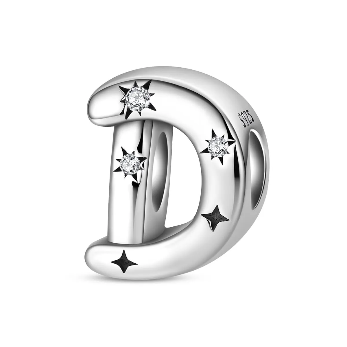 KUNSIR Bead Charm Lettere in Argento Sterling 925 con Cubic Zirconia per Braccialetti e Collane Europei - immagine 1