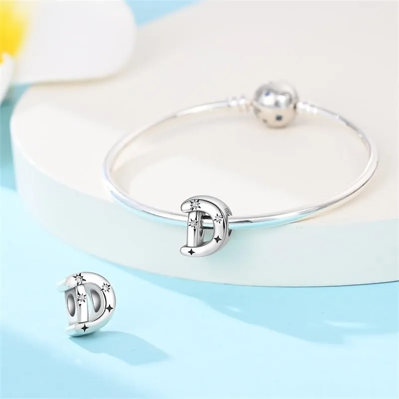KUNSIR Bead Charm Lettere in Argento Sterling 925 con Cubic Zirconia per Braccialetti e Collane Europei - immagine 3