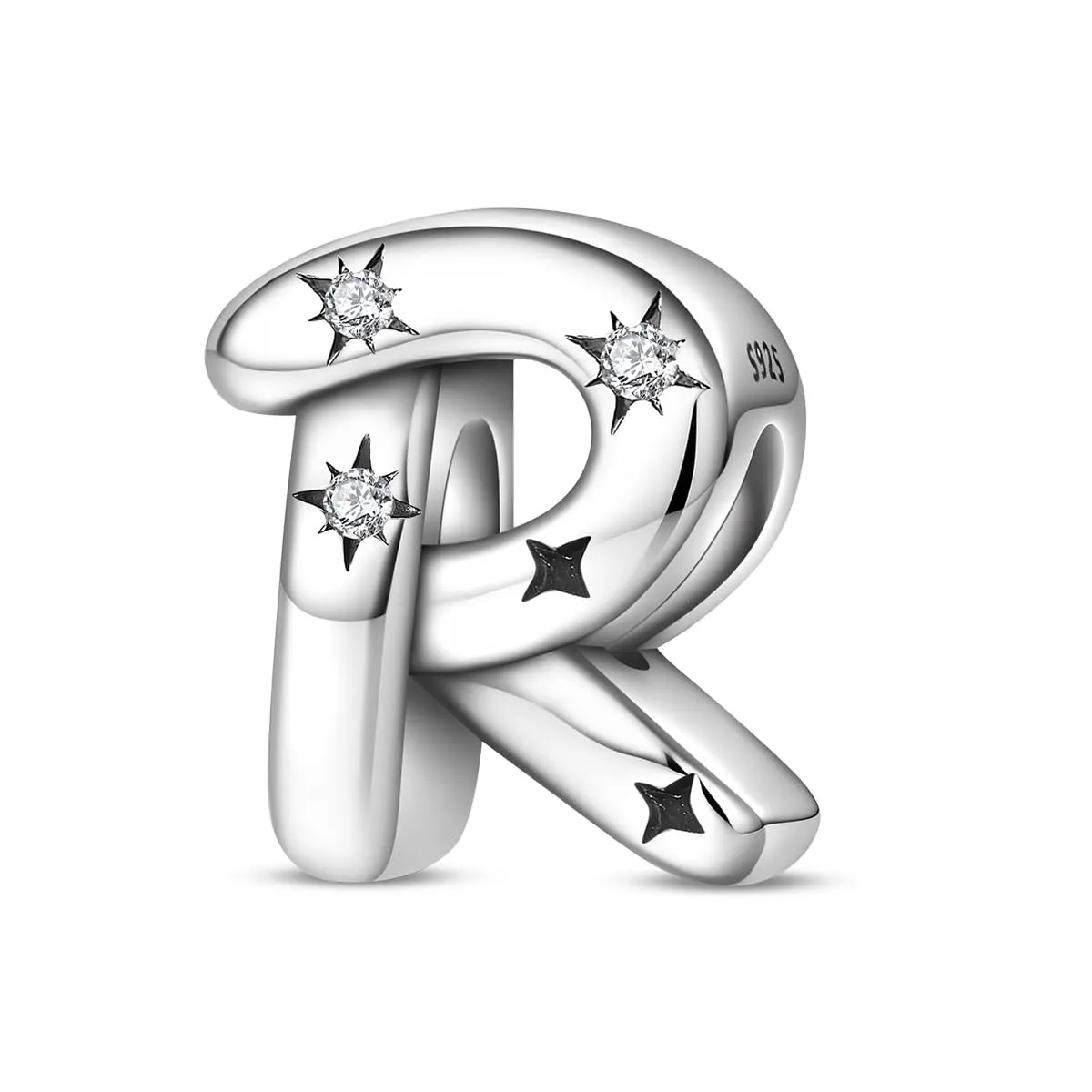 KUNSIR Ciondolo Lettere in Argento Sterling 925 con Cubic Zirconia per Braccialetti e Collane Europei - immagine 1