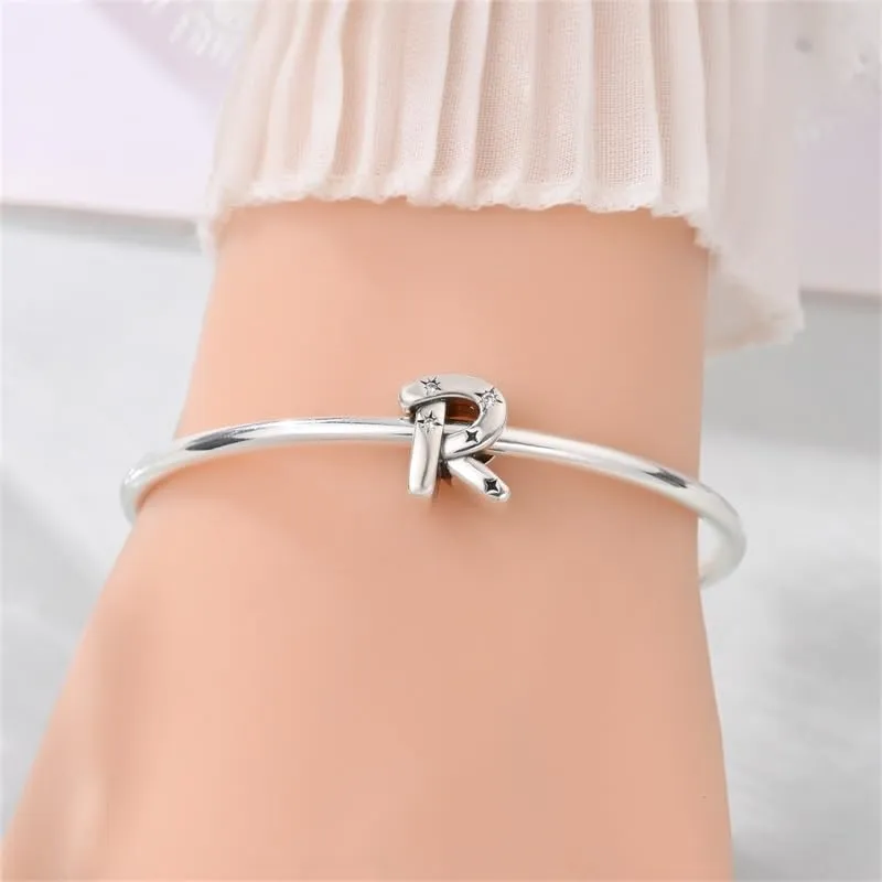 KUNSIR Ciondolo Lettere in Argento Sterling 925 con Cubic Zirconia per Braccialetti e Collane Europei - immagine 4