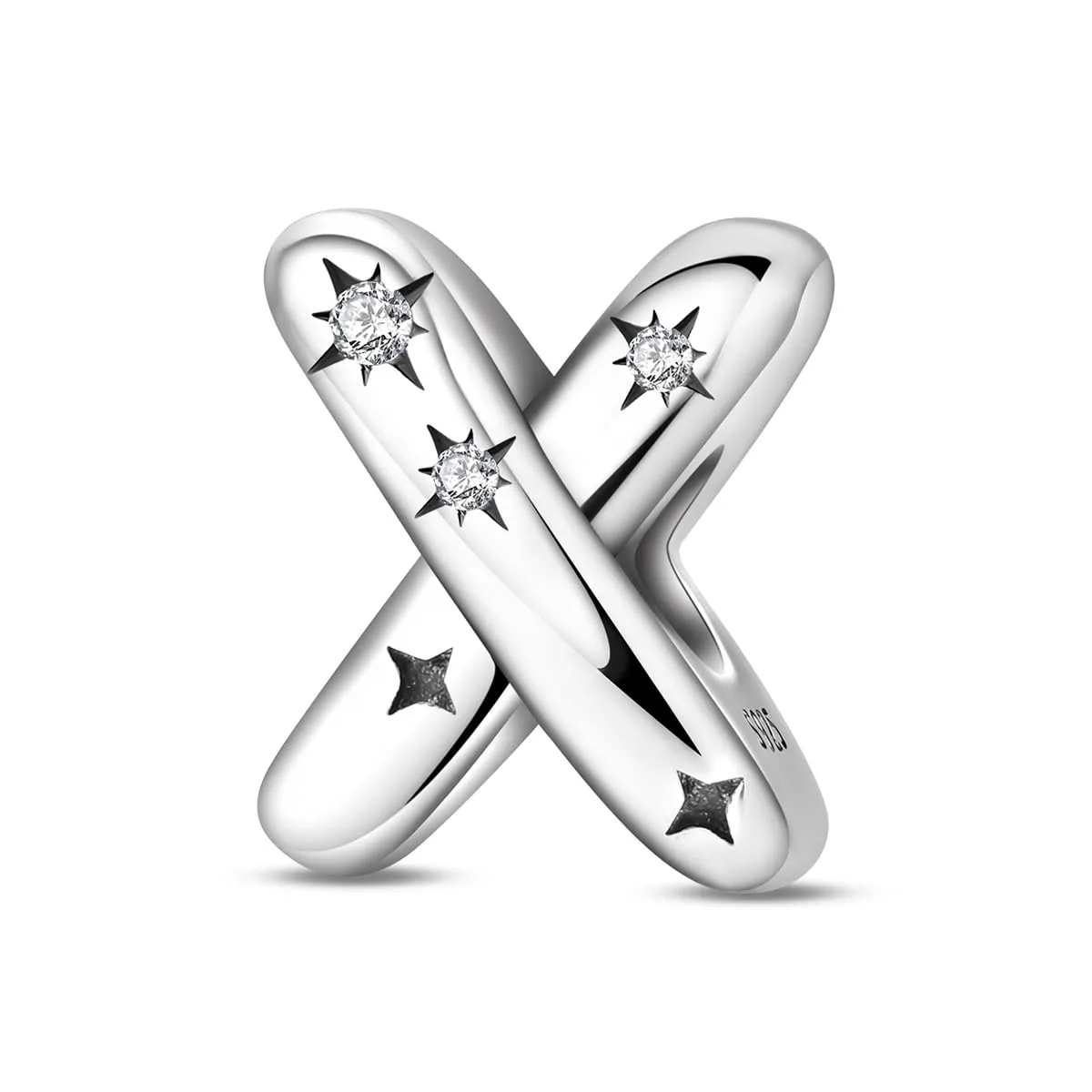 KUNSIR Ciondolo Lettere in Argento Sterling 925 con Cubic Zirconia per Braccialetti e Collane Europei - immagine 1