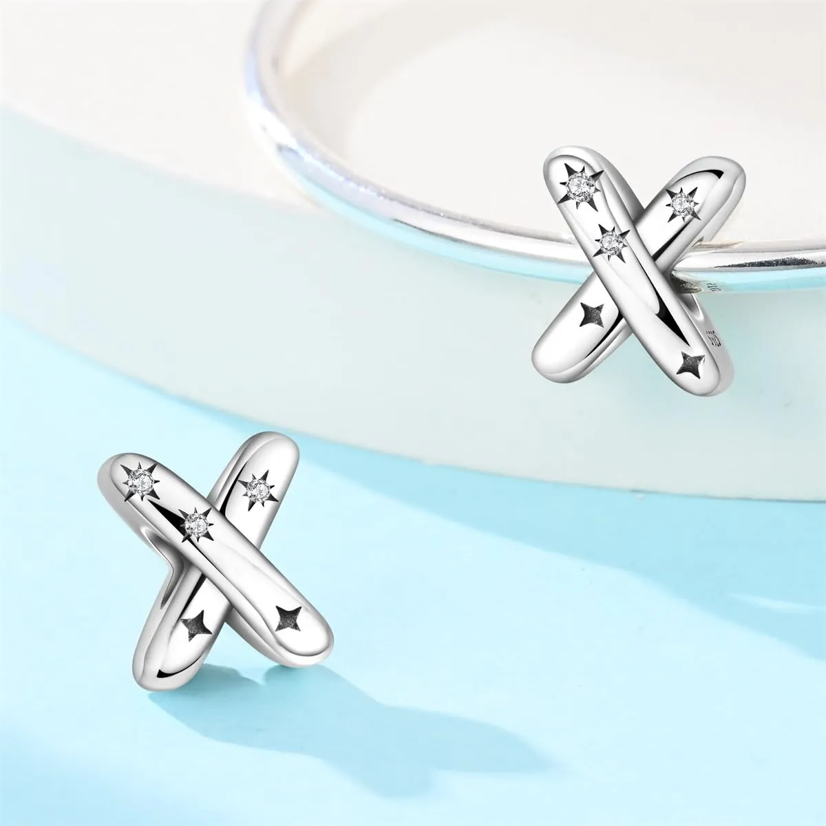 KUNSIR Ciondolo Lettere in Argento Sterling 925 con Cubic Zirconia per Braccialetti e Collane Europei - immagine 2