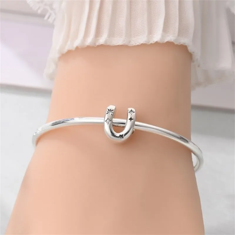 KUNSIR Ciondolo Lettere in Argento Sterling 925 con Cubic Zirconia per Braccialetti e Collane Europei - immagine 4