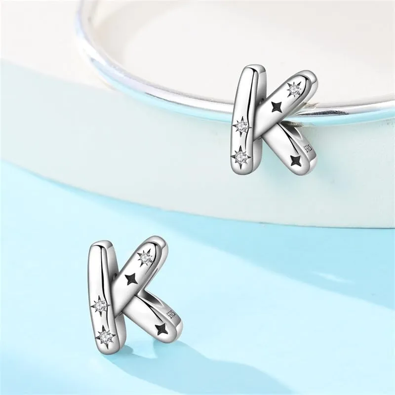 KUNSIR Ciondolo Lettere in Argento Sterling 925 con Cubic Zirconia per Braccialetti e Collane Europei - immagine 2