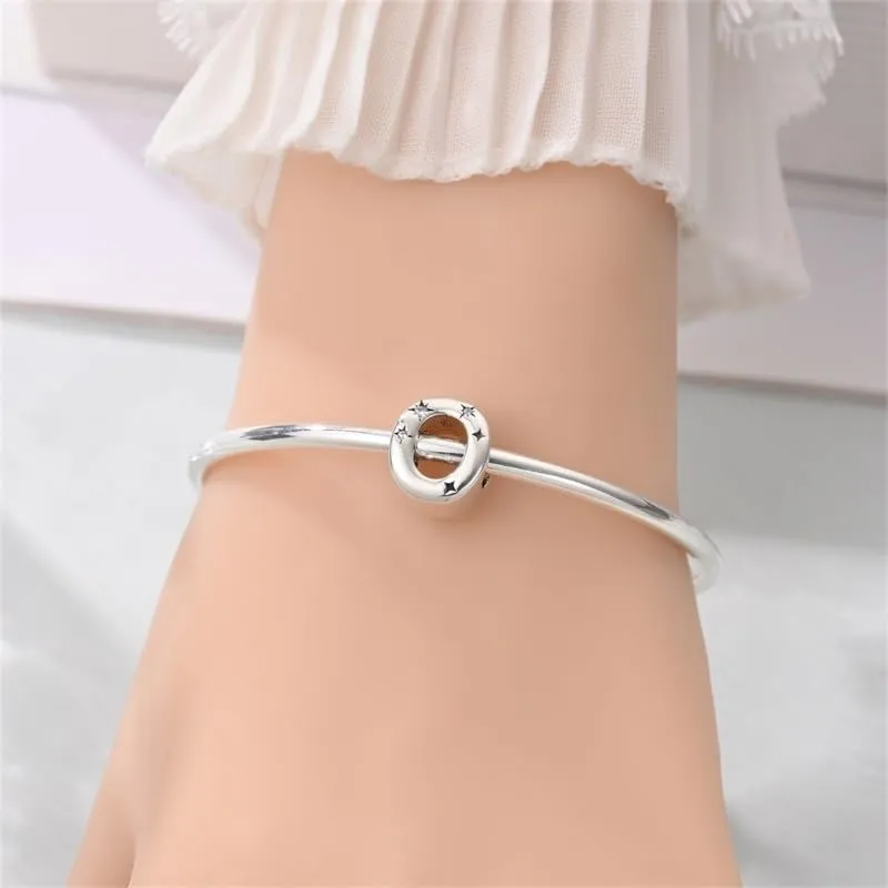 KUNSIR Ciondolo Lettere in Argento Sterling 925 con Cubic Zirconia, Compatibile con Braccialetti e Collane Europei - immagine 4