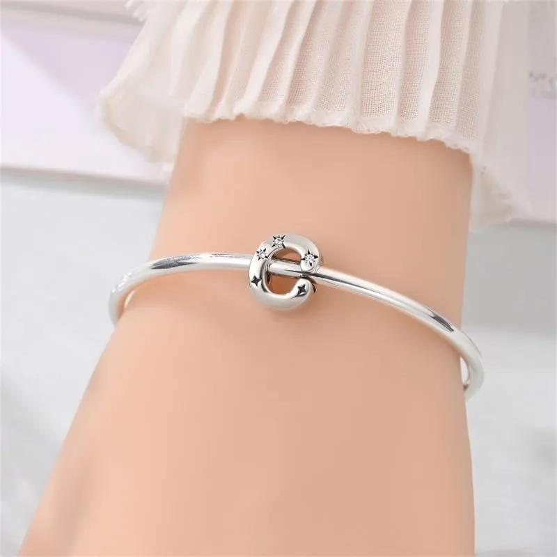 KUNSIR Ciondolo Lettere in Argento Sterling 925 con Cubic Zirconia, Compatibile con Braccialetti e Collane Europei - immagine 4