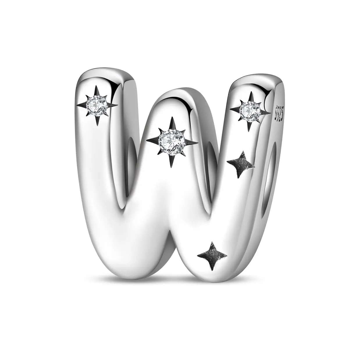 KUNSIR Bead Charm Lettere in Argento Sterling 925 con Cubic Zirconia per Braccialetti e Collane Europei - immagine 1