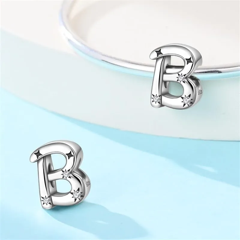 KUNSIR Ciondolo Lettere in Argento Sterling 925 con Cubic Zirconia per Braccialetti e Collane Europee - immagine 2